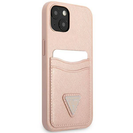 Guess Saffiano Double Card Triangle - Etui iPhone 13 (różowy) (GUHCP13MPSATPP)