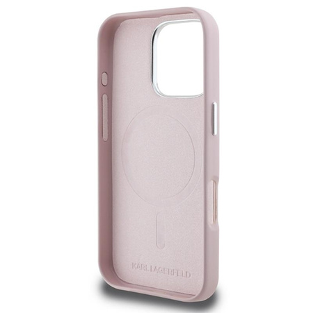 Karl Lagerfeld FW Metal Plate MagSafe - Etui iPhone 16 Pro Max (różowy) (KLHMP16XPGMSRPP)