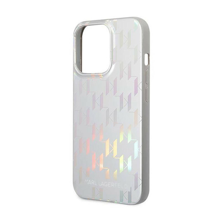 Karl Lagerfeld Monogram Iridescent - Etui iPhone 14 Pro Max (srebrny) (KLHCP14XLGMMSV3)