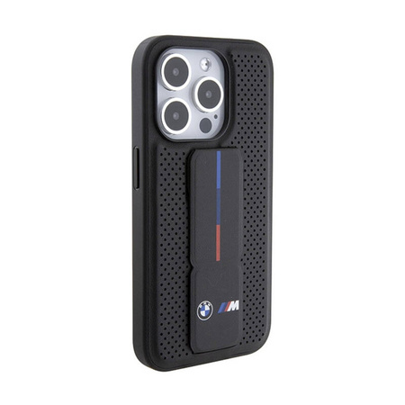 BMW Grip Stand Smooth & Perforated - Etui iPhone 15 Pro (czarny) (BMHCP15LGSPPRK)