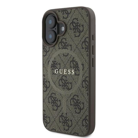 Guess 4G Ring Classic Logo MagSafe - Etui iPhone 16 Plus (brązowy) (GUHMP16MG4GFRW)