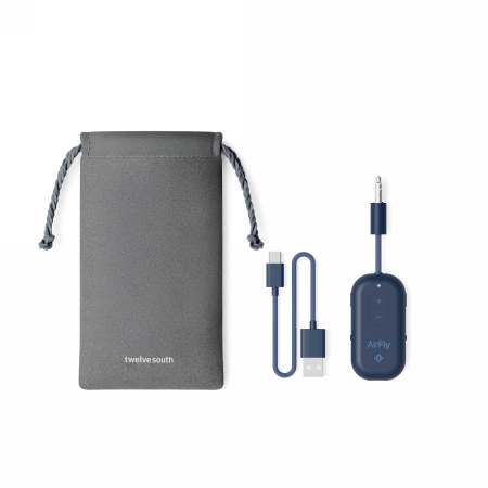 Twelve South AirFly Pro 2 - adapter Bluetooth do wejścia 3,5mm jack kompatybilny z AirPods i innymi słuchawkami Bluetooth, do 2 par słuchawek jednocześnie oraz z AUX IN (coastal) (TS-2512)