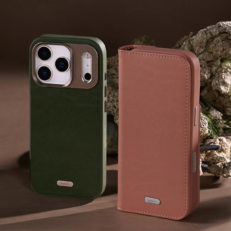 Moshi Overture MagSafe - Skórzane etui 3w1 z klapką iPhone 17 Pro Max (Misty Coral) (99M2251216)