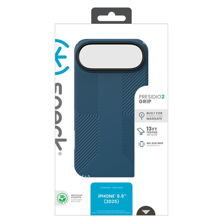 Speck Presidio2 Grip MagSafe - Etui iPhone Air (Deep Sea / Silver Metallic / Spell Blue) (150967-3261)