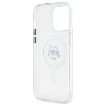 Karl Lagerfeld IML Metal Choupette Head MagSafe - Etui iPhone 13 Pro Max (biały) (KLHMP13XHLSCHH)