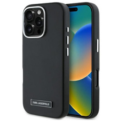 Karl Lagerfeld FW Metal Plate MagSafe - Etui iPhone 16 Pro Max (czarny) (KLHMP16XPGMSRPK)