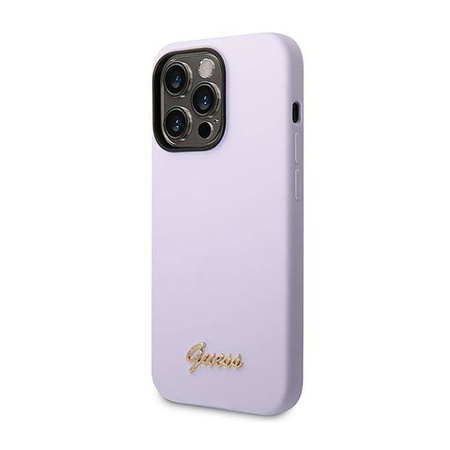 Guess Silicone Vintage - Etui iPhone 14 Pro (fioletowy) (GUHCP14LSLSMU)