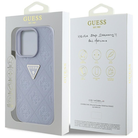 Guess Hot Stamp 4G Pattern Triangle Metal Logo - Etui do iPhone 16 Pro (fioletowy) (GUHCP16LPGP4STRU)