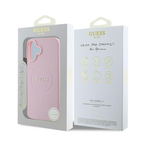 Guess Grained Ring MagSafe - Etui iPhone 16 Plus (różowy) (GUHMP16MPGHSMMP)