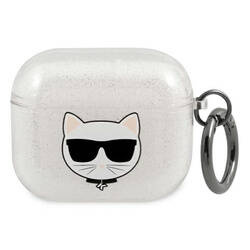 Karl Lagerfeld Choupette Head Glitter - Etui AirPods 3 (srebrny) (KLA3UCHGS)