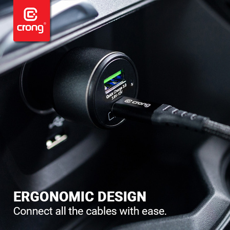 Crong Power Car Charger 63W – Ładowarka samochodowa USB-C PD 45W + USB QC 3.0 18W (czarny) (CRG-PWRC-USBC63-BLK)
