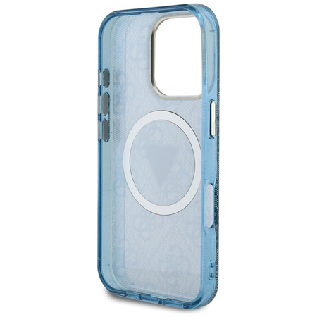 Guess IML Metal Glitter 4G Circle Triangle MagSafe - Etui do iPhone 16 Pro (niebieski) (GUHMP16LHG4PRTGB)