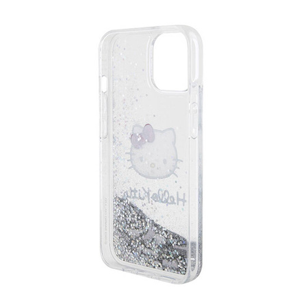 Hello Kitty Liquid Glitter Charms Kitty Head - Etui iPhone 15 (srebrny) (HKHCP15SLIKHET)