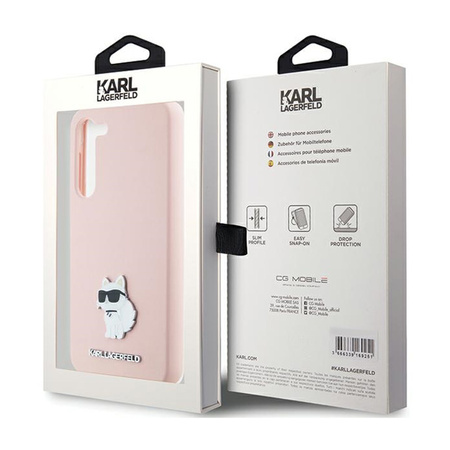 Karl Lagerfeld Silicone Choupette Metal Pin - Etui Samsung Galaxy S24+ (różowy) (KLHCS24MSMHCNPP)