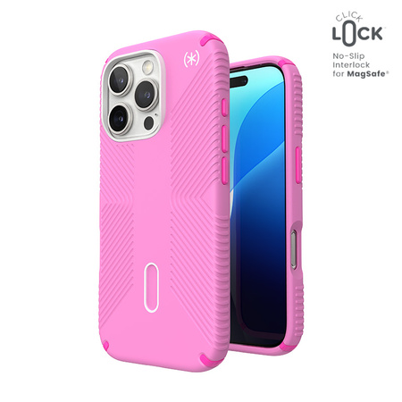 Speck Presidio2 Grip ClickLock & MagSafe - Etui iPhone 16 Pro (True Pink / Shocking Pink / White) (150701-3249)