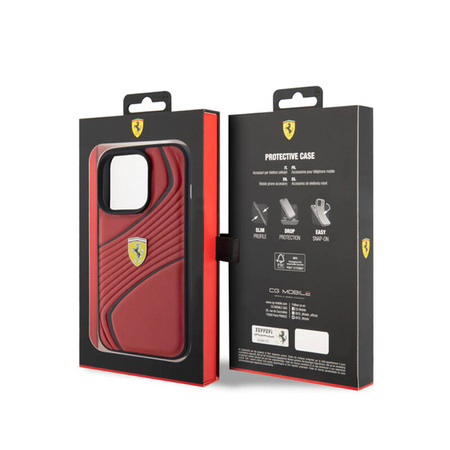Ferrari Twist Metal Logo - Etui iPhone 15 Pro (czerwony) (FEHCP15LPTWR)