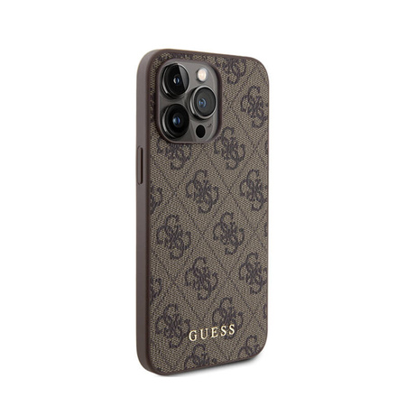 Guess 4G Metal Gold Logo - Etui iPhone 15 Pro Max (brązowy) (GUHCP15XG4GFBR)