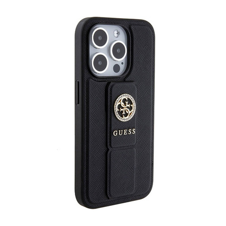 Guess Grip Stand 4G Saffiano Strass Logo - Etui iPhone 15 Pro Max (czarny) (GUHCP15XPGSSADK)