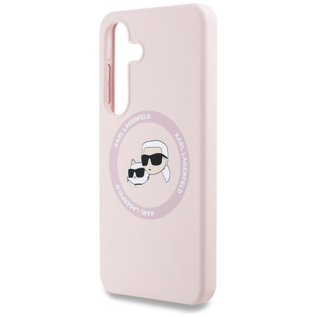 Karl Lagerfeld Silicone Double Heads And Circle MagSafe - Etui Samsung Galaxy S25 (różowy) (KLHMS25SSKCHTCP)