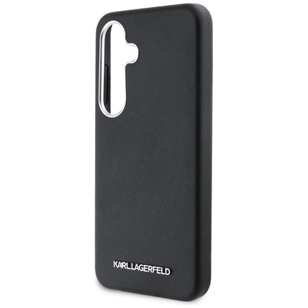 Karl Lagerfeld Saffiano Full Wrapped Elongated Metal Logo MagSafe - Etui do Samsung Galaxy S25+ (czarny) (KLHMS25MPSAFWMCK)