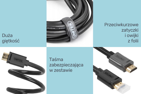 Unitek Kabel Przewód BASIC HDMI 2.0 gold 3m (Y-C139)
