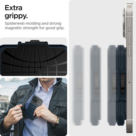Spigen Lock Fit MagSafe - Portfel magnetyczny (Metal Slate) (AFA08526)