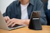 Satechi Vegan-Leather Wallet Stand - portfel i podstawka do iPhone'a z wegańskiej skóry kompatybilny z MagSafe (czarny) (ST-VLWK)