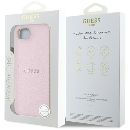 Guess Grained Ring MagSafe - Etui do iPhone 16e (różowy) (GUHMPSE4PGHSMMP)