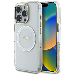 Guess IML Metal Colored Circle Classic Logo MagSafe - Etui do iPhone 16 Pro Max (biały) (GUHMP16XHTDRCEDH)