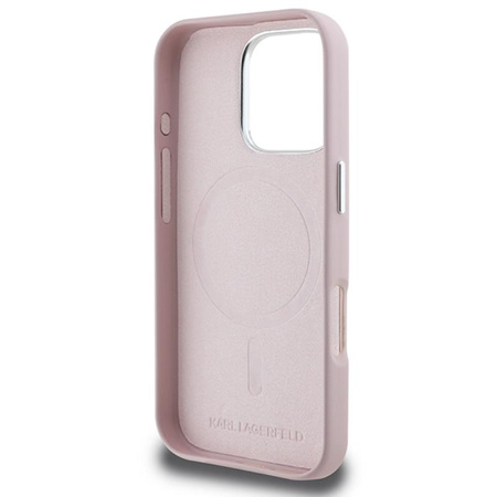 Karl Lagerfeld FW Metal Plate MagSafe - Etui iPhone 16 Pro (różowy) (KLHMP16LPGMSRPP)