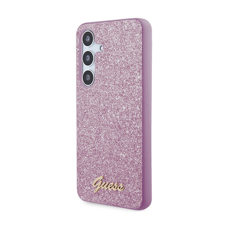 Guess Glitter Flakes Metal Logo Case - Etui Samsung Galaxy S24 (fioletowy) (GUHCS24SHGGSHU)