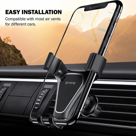 Crong Gravity Auto-Clip Car Holder - Uchwyt samochodowy grawitacyjny do telefonu 4,7”- 6,5” (czarny) (CRG-CH4-BLK)