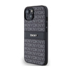 DKNY Leather Mono Stripe & Metal Logo - Etui iPhone 15 / 14 / 13 (czarny) (DKHCP15SPRTHSLK)