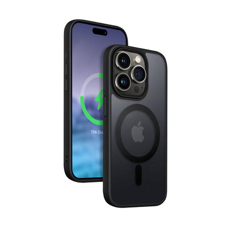 Crong Hybrid Frost MAG Cover - Etui iPhone 15 Pro MagSafe (czarny) (CRG-HFM-IP1561P-BLK)