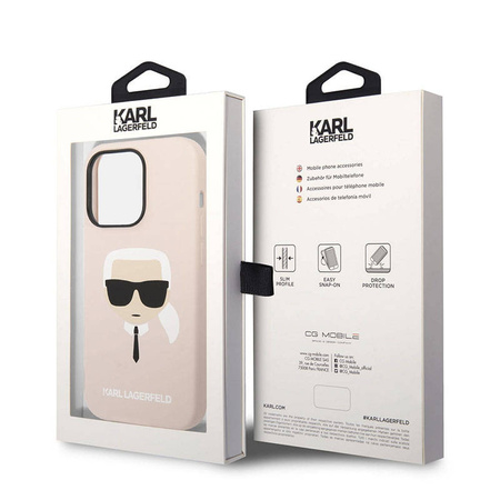 Karl Lagerfeld Silicone Ikonik Karl`s Head MagSafe - Etui iPhone 14 Pro (różowy) (KLHMP14LSLKHLP)
