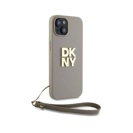 DKNY Wrist Strap Stock Logo - Etui iPhone 15 / 14 / 13 (beżowy) (DKHCP15SPBSWSE)