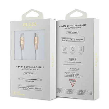 Guess Ebossed Logo - Kabel USB-C do USB-C Fast Charging 1.5m (złoty) (GUCCLALRGDD)