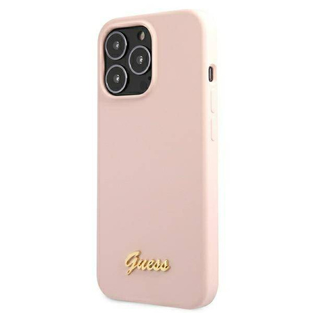 Guess Silicone Script MagSafe - Etui iPhone 13 Pro (różowy) (GUHMP13LLSLMGLP)