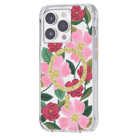 Rifle Paper Clear MagSafe - Etui iPhone 14 Pro zdobione złotem (Rose Garden) (RP049234)