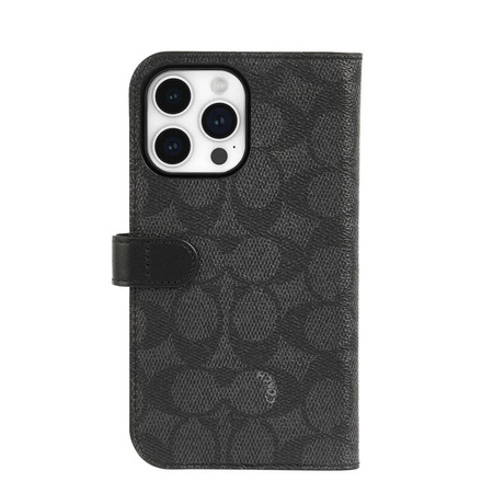 Coach Folio Signature C Case - Etui 2w1 z klapką iPhone 15 Pro (Charcoal) (CH052704)