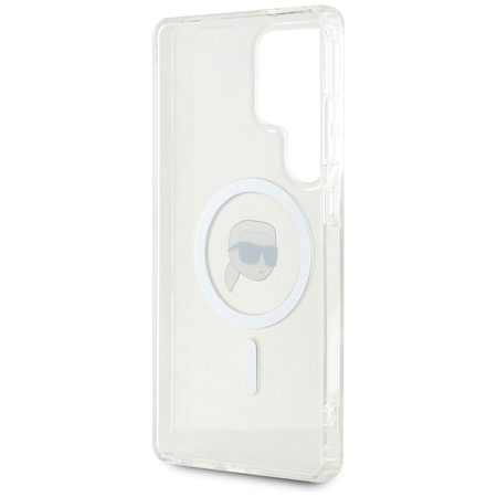 Karl Lagerfeld Button Karl Head Printed Logo MagSafe - Etui Samsung Galaxy S25 Ultra (biały) (KLHMS25LHLSKIH)