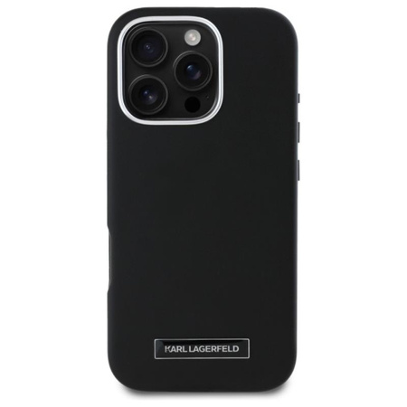 Karl Lagerfeld FW Metal Plate MagSafe - Etui iPhone 16 Pro Max (czarny) (KLHMP16XPGMSRPK)