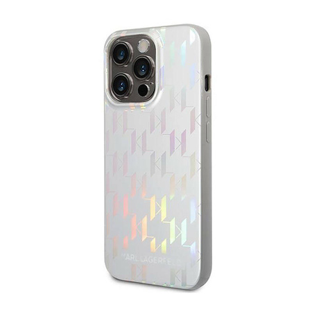 Karl Lagerfeld Monogram Iridescent - Etui iPhone 14 Pro Max (srebrny) (KLHCP14XLGMMSV3)