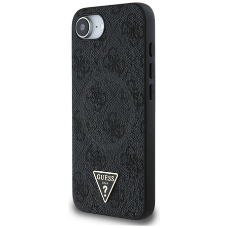 Guess 4G Ring Triangle Logo MagSafe - Etui do iPhone 16e (czarny) (GUHMPSE4P4TDPK)