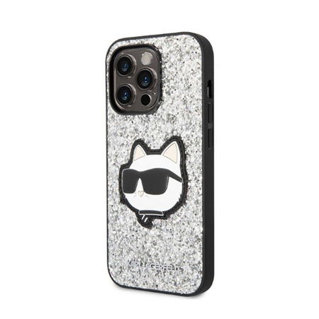 Karl Lagerfeld NFT Glitter Choupette Patch - Etui iPhone 14 Pro (srebrny) (KLHCP14LG2CPS)