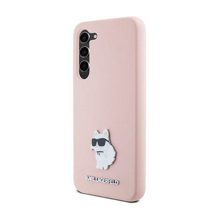 Karl Lagerfeld Silicone Choupette Metal Pin - Etui Samsung Galaxy S24+ (różowy) (KLHCS24MSMHCNPP)