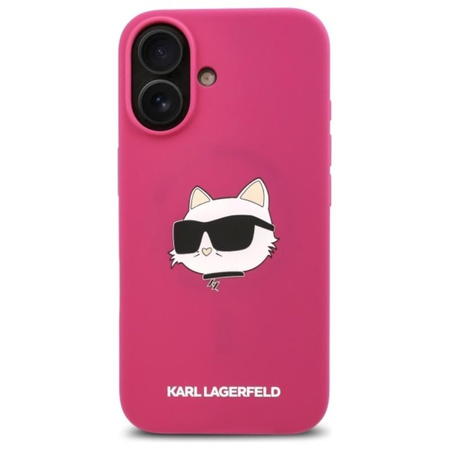 Karl Lagerfeld Silicone Choupette Head Print MagSafe - Etui iPhone 16 (fuksja) (KLHMP16SSCHPPLF)