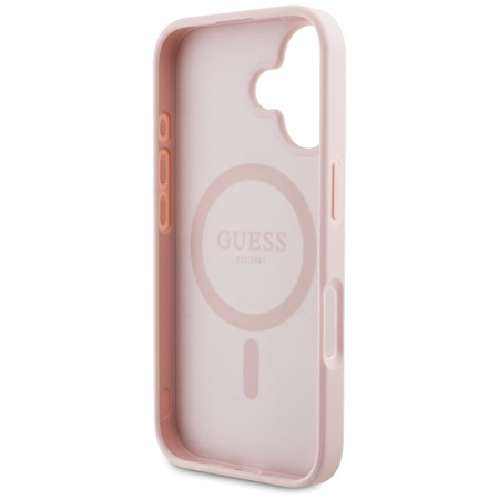 Guess Grained Printed Flower Pattern MagSafe - Etui do iPhone 16 (różowy) (GUHMP16SPGNMPLMP)