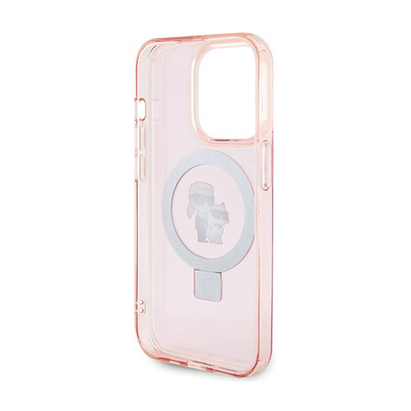 Karl Lagerfeld Ring Stand Karl & Choupette MagSafe - Etui iPhone 15 Pro Max (różowy) (KLHMP15XHMRSKCP)