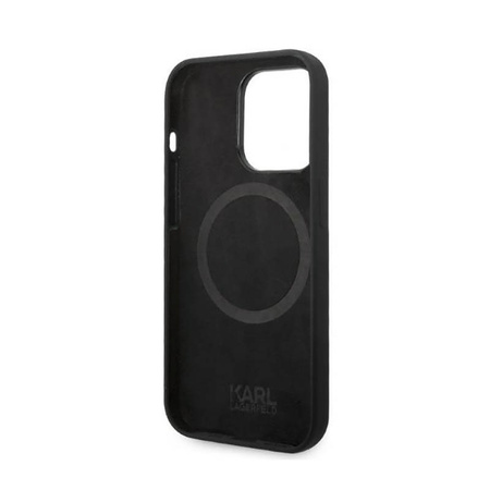 Karl Lagerfeld Liquid Silicone Karl & Choupette MagSafe - Etui iPhone 14 Pro (czarny) (KLHMP14LSSKCK)